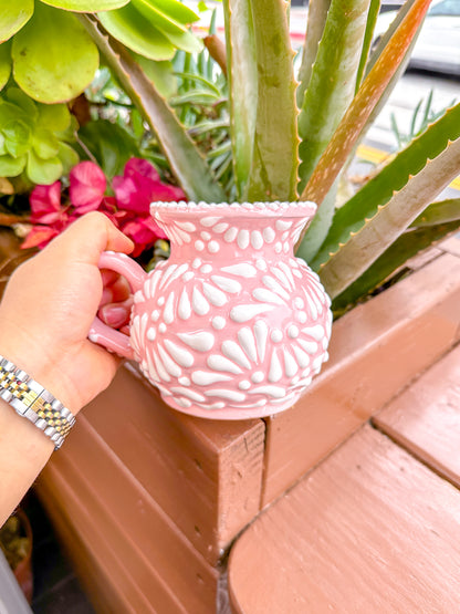 Talavera Jarrito Mug (Pink & White)