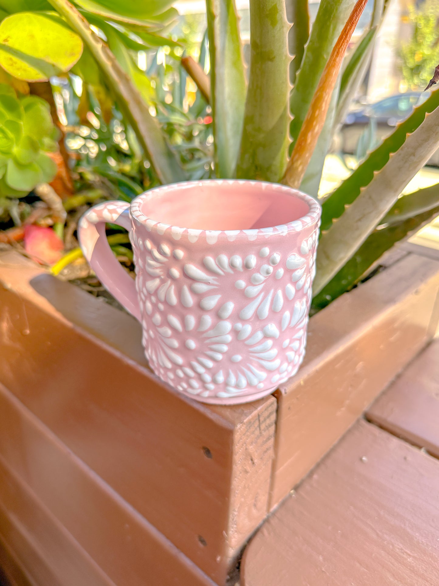 Talavera California Mug (Pink & White)