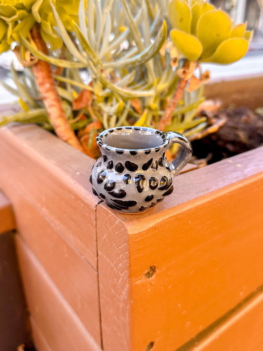 Talavera Mini Ornament Shot Glass (Black & Grey)