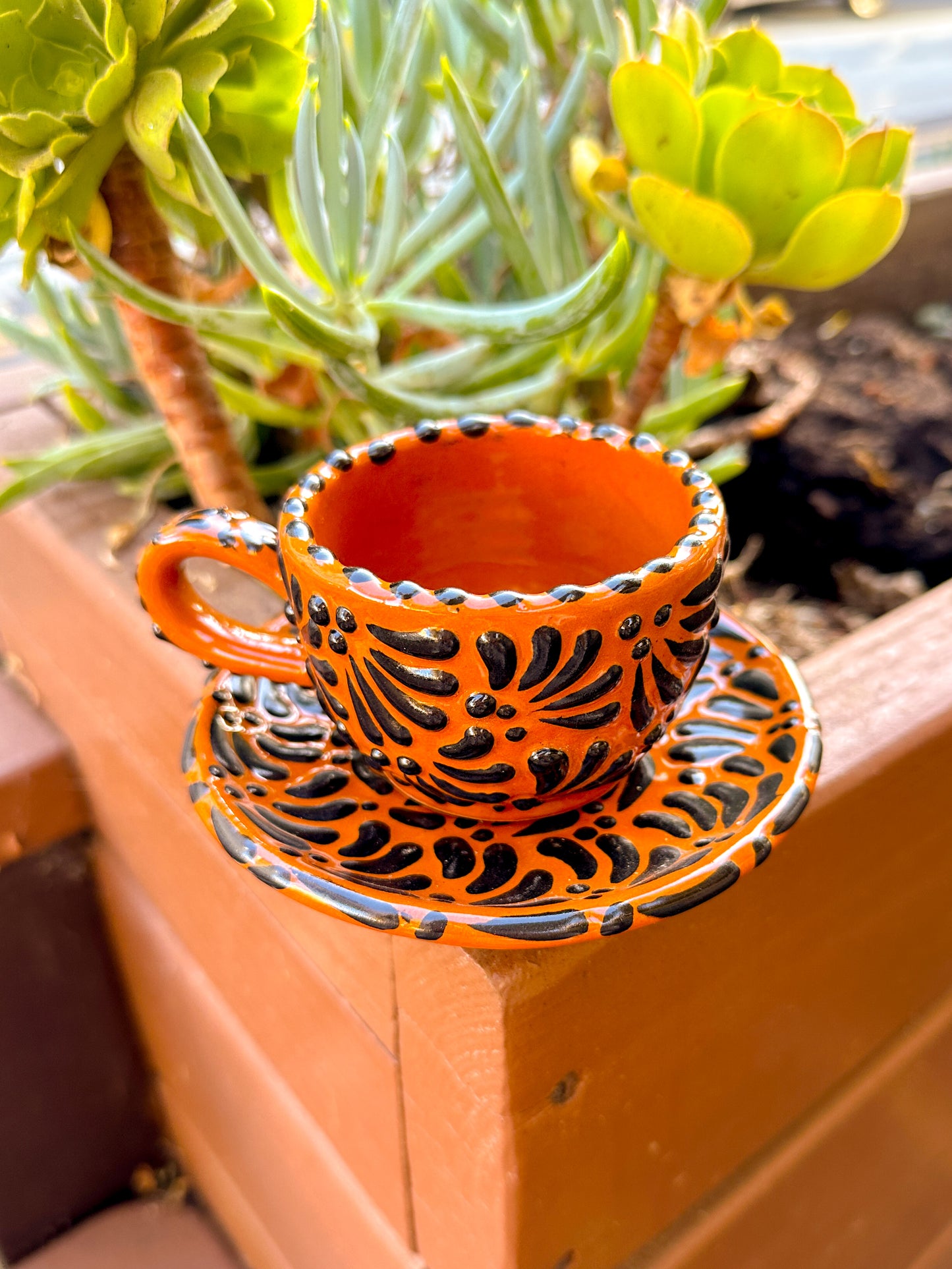 Talavera Mini Espresso Set (Brown & Black)