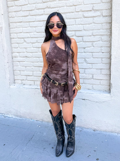 Brown Abstract Dress