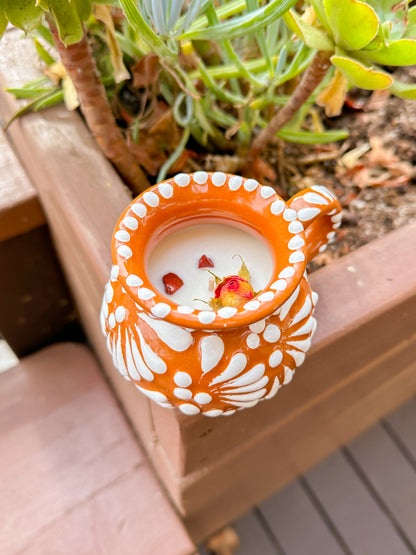 Talavera Small Jarrito Candle (Brown & White)