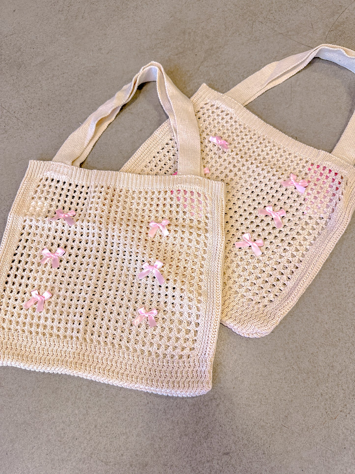 Bow Crochet Tote Bag