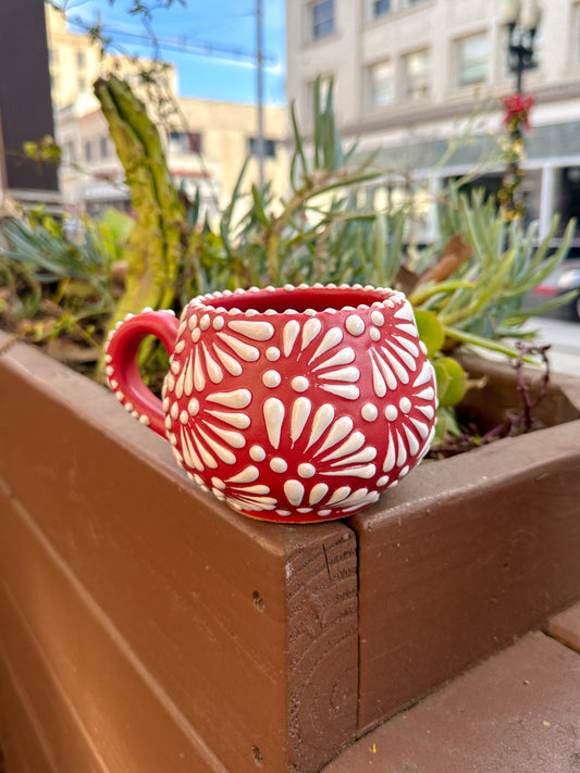 Talavera Low Regular Mug (Matte Cherry & White)