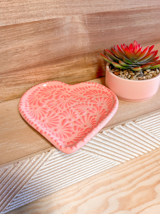 Talavera Heart Plate (Pink & Pink)
