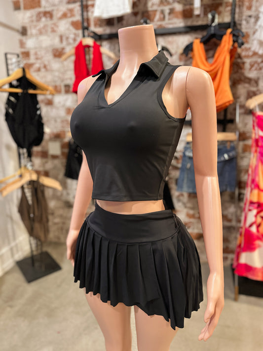 Black Pleated Set