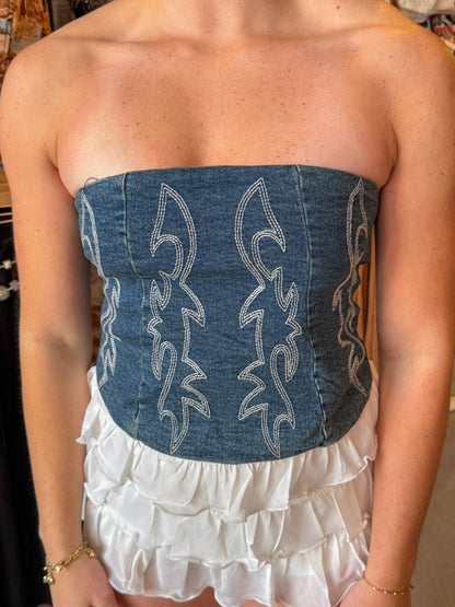 Denim Western Corset