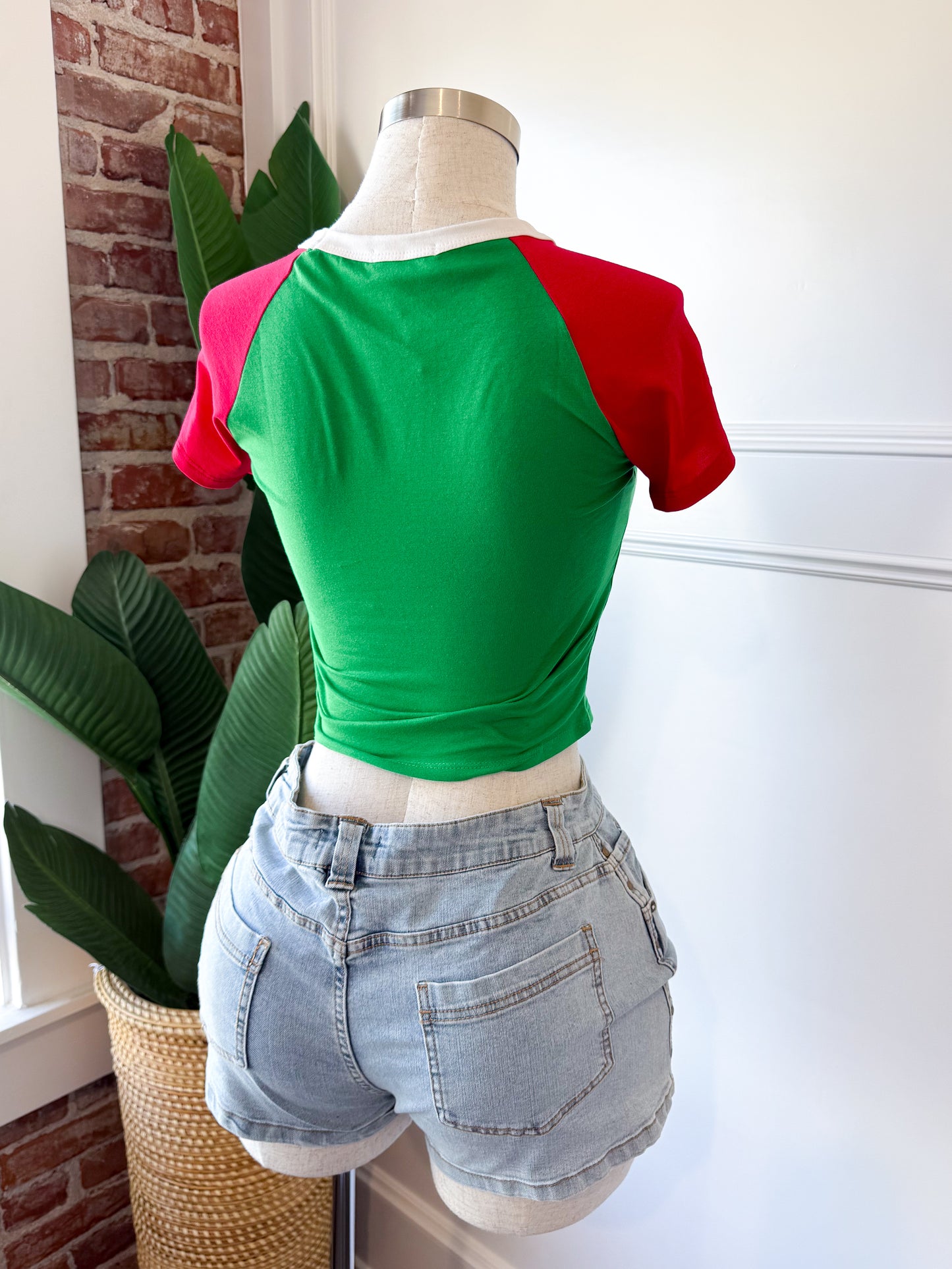 Short Sleeve Red & Green
