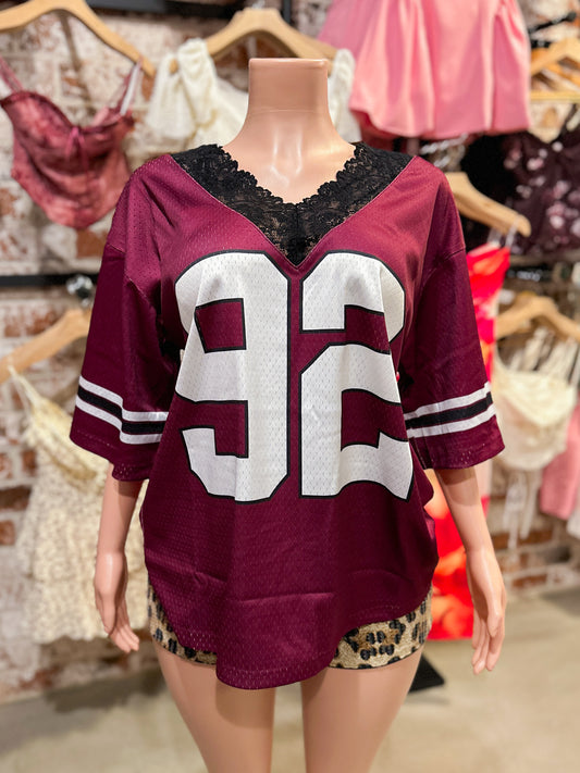 Burgundy Lace Jersey