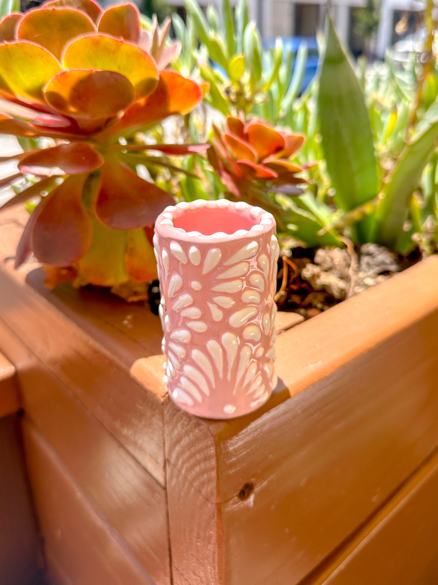 Talavera Shot Glass (Pink & White)