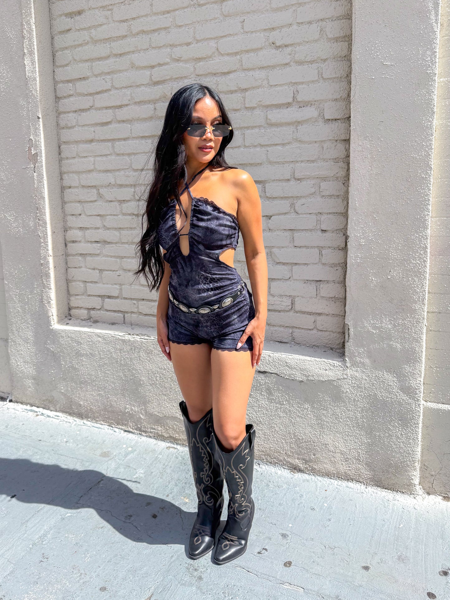 Charcoal Cut Out Romper
