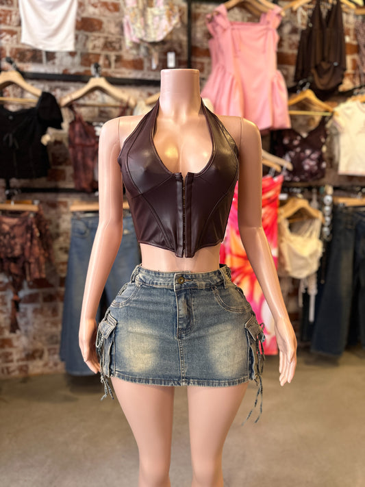 Cargo Denim Skirt (Medium)