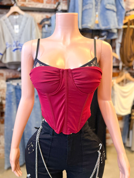 Burgundy Corset Top