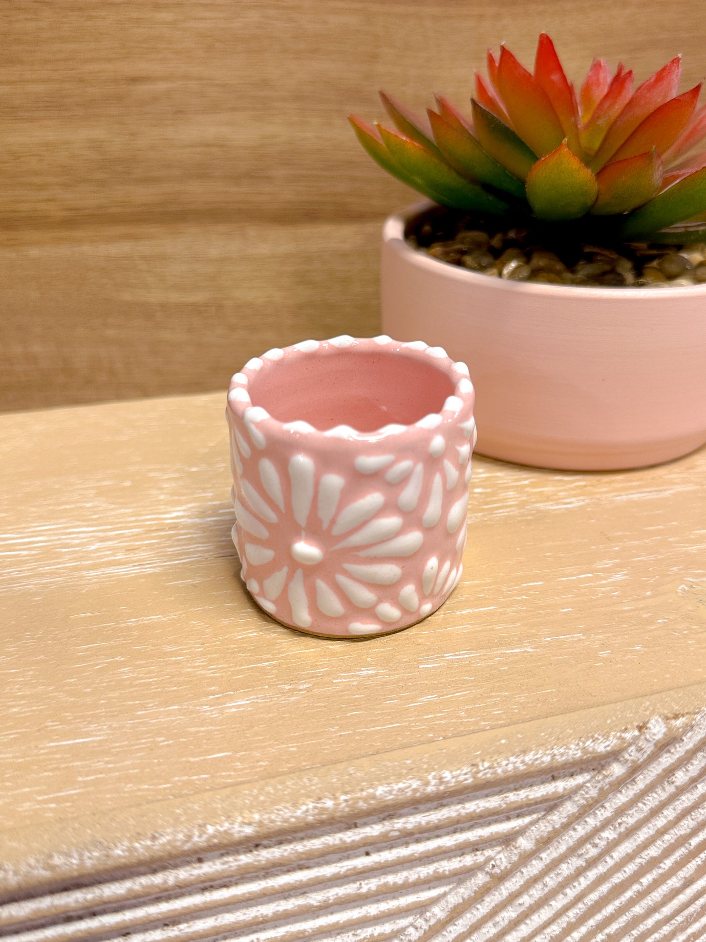 Talavera Mini Shot Glass (Pink & White)