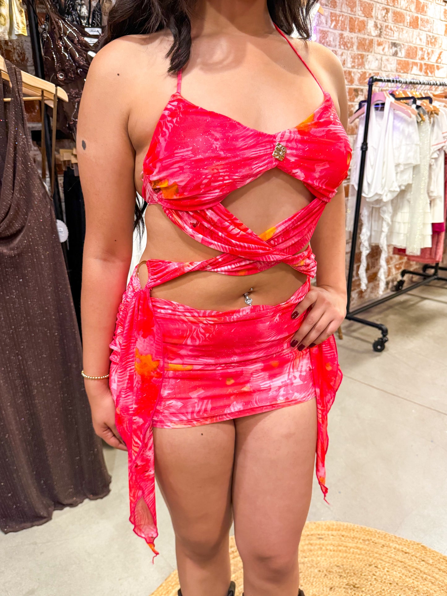 Pink Tie Abstract Dress