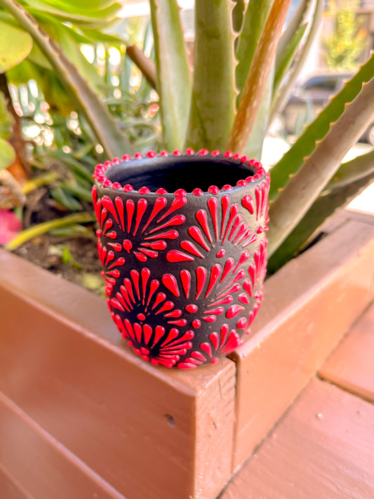 Talavera No Handle Cup (Red & Black)