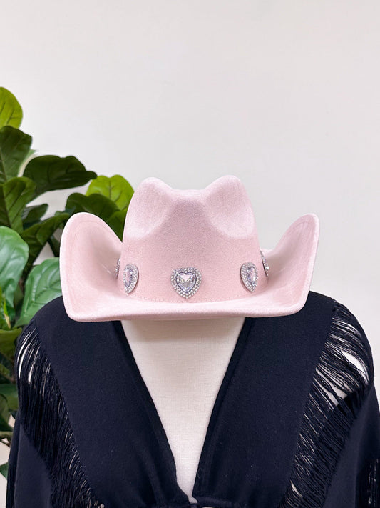 Crystal Heart Cowgirl Hat (MULTIPLE COLORS)