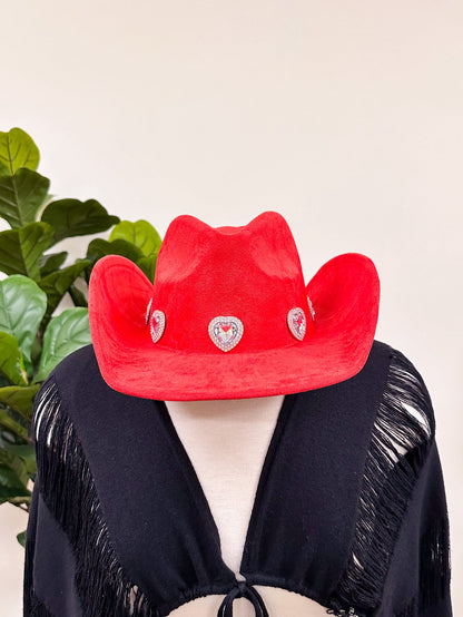 Crystal Heart Cowgirl Hat (MULTIPLE COLORS)