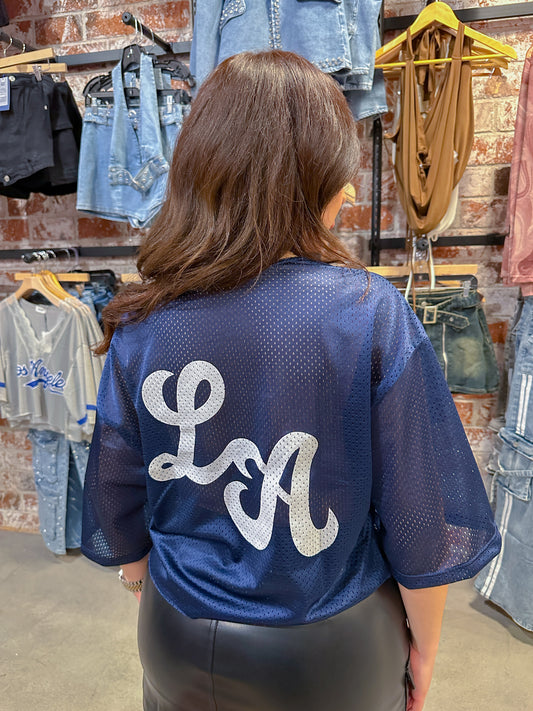 LA Navy Lace Crop Jersey