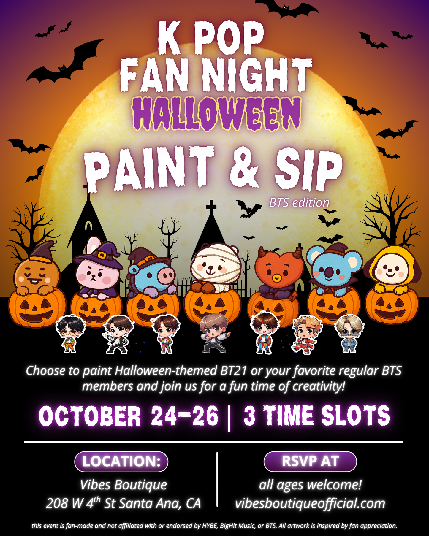 K POP Halloween Paint & Sip (Oct 24-26)