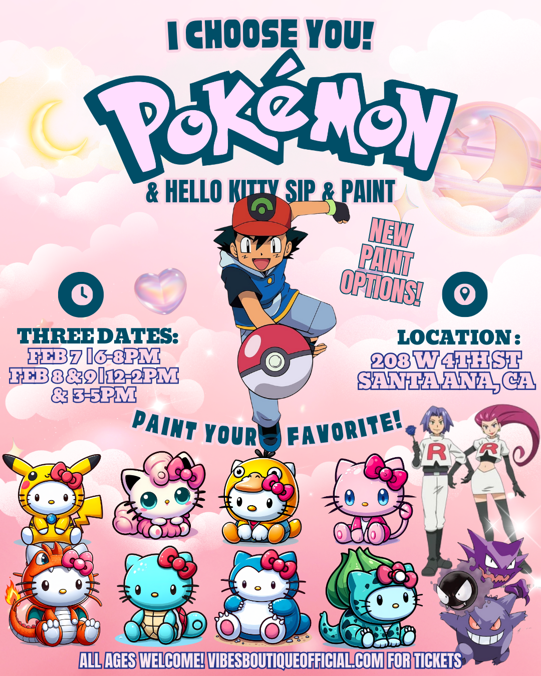 Hello Kitty Pokemon Sip & Paint (2/7-2/9)