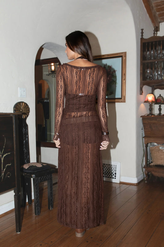 long lace cardi (brown)
